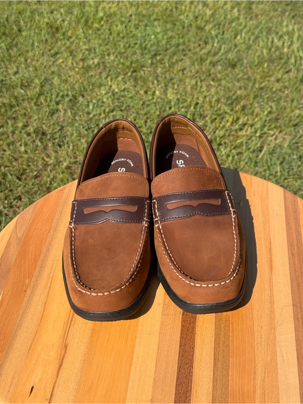 Men's Sperry Monterey Memory Foam Brown Casual Penny Loafers - Slip-On Comfort - Picture 3 of 9